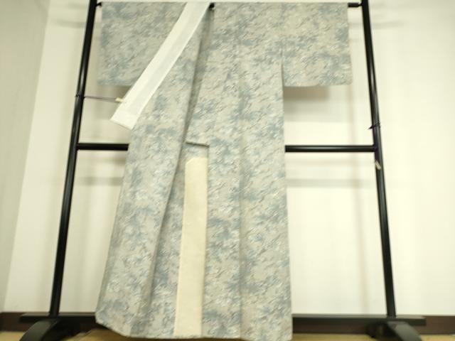 平和屋着物▽上質な紬　単衣　草花文　正絹　逸品　DAAT9177az