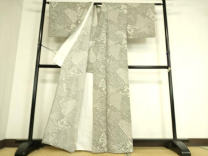 平和屋着物▽小紋 単衣 切嵌風景花文様 洗える着物 DAAT9202az