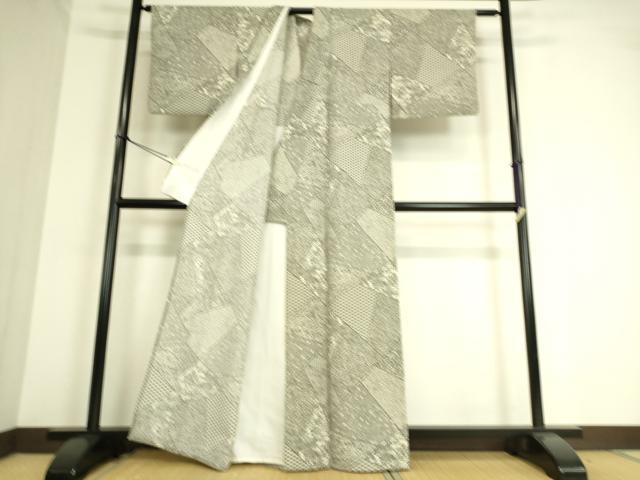 平和屋着物▽小紋 単衣 切嵌風景花文様 洗える着物 DAAT9202az