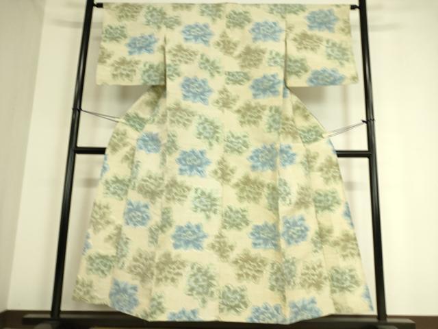 平和屋着物▽上質な紬 単衣 舞花文 正絹 逸品 DAAT9189az