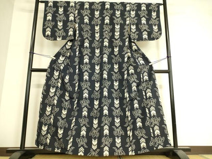 平和屋着物▽上質な紬 単衣 桐文 正絹 逸品 DAAT9101az