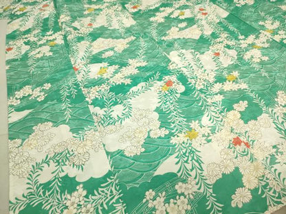 平和屋着物▽小紋 単衣 雲取り流水花文 金彩 洗える着物 DAAT9206az