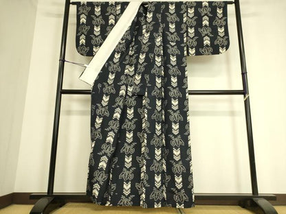 平和屋着物▽上質な紬 単衣 桐文 正絹 逸品 DAAT9101az