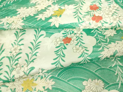 平和屋着物▽小紋 単衣 雲取り流水花文 金彩 洗える着物 DAAT9206az