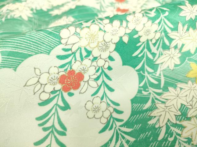 平和屋着物▽小紋 単衣 雲取り流水花文 金彩 洗える着物 DAAT9206az