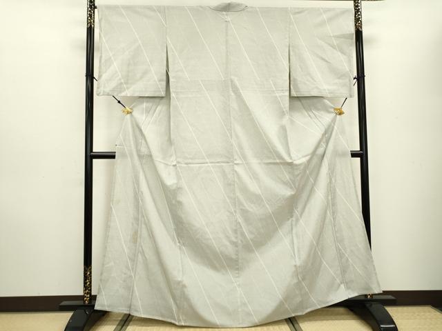 平和屋着物▽本塩沢 単衣 110亀甲 斜線文 正絹 逸品 DAAT3643fe