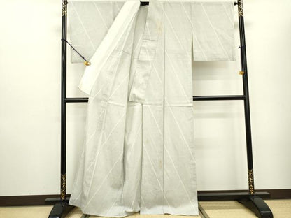 平和屋着物▽本塩沢 単衣 110亀甲 斜線文 正絹 逸品 DAAT3643fe