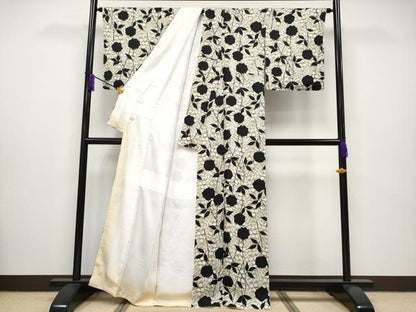 平和屋本店■極上　キモノデザイナー　斉藤上太郎　小紋　枝花文　逸品　未使用　CYAA2614s5
