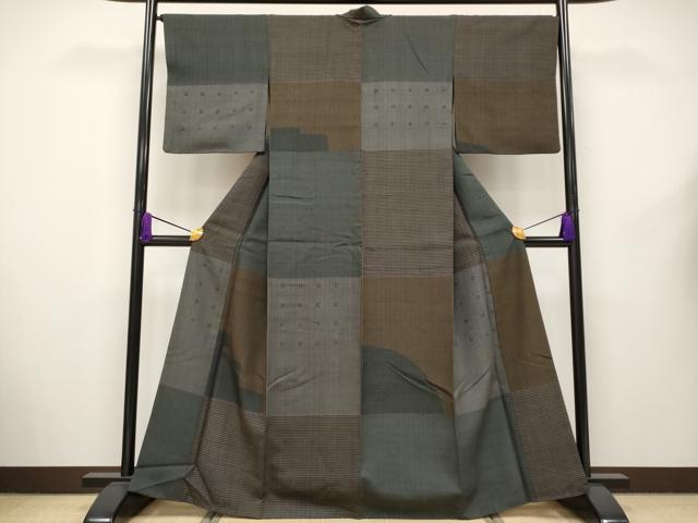 平和屋本店●極上 Maru Factory 丸山正 紬 刺繍 横段文 逸品 CYAA2623s5