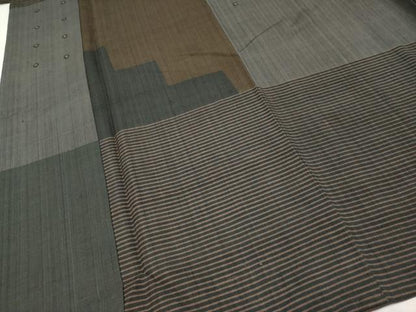 平和屋本店●極上 Maru Factory 丸山正 紬 刺繍 横段文 逸品 CYAA2623s5