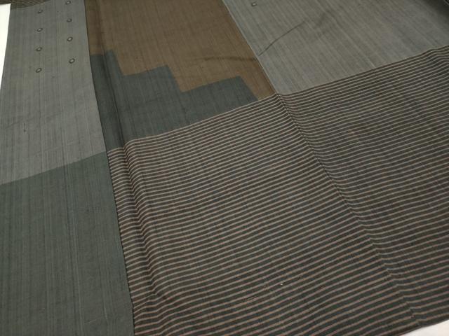 平和屋本店●極上 Maru Factory 丸山正 紬 刺繍 横段文 逸品 CYAA2623s5