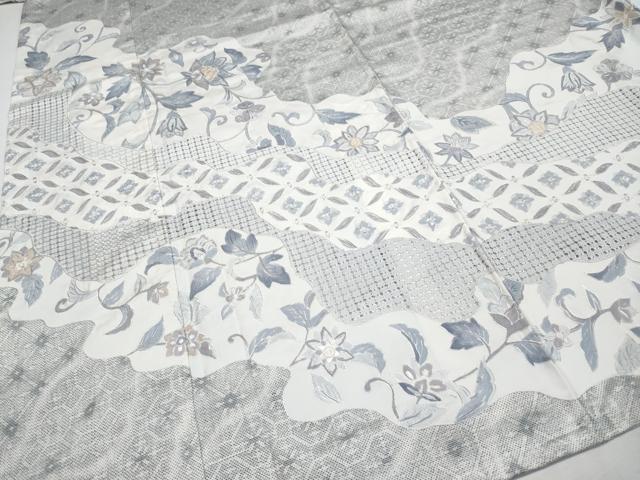 平和屋本店■極上　中国三大刺繍　スワトウ刺繍　本場縞大島紬　訪問着　更紗花唐草文　証紙付き　逸品　CYAA2636s5