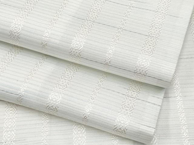 平和屋本店■極上　本場筑前博多織　紬　単衣　献上柄　白地　逸品　CYAA2630s5