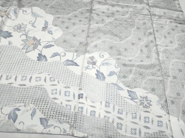 平和屋本店■極上　中国三大刺繍　スワトウ刺繍　本場縞大島紬　訪問着　更紗花唐草文　証紙付き　逸品　CYAA2636s5