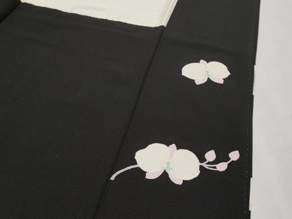 平和屋本店●極上　訪問着　胡蝶蘭　黒地　金彩　逸品　CYAA4826s6