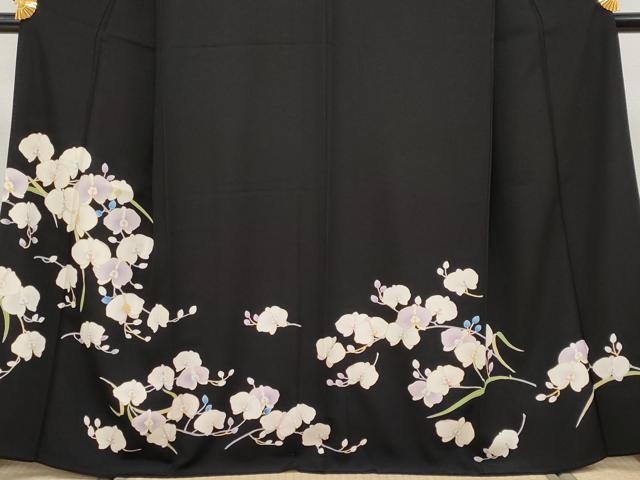 平和屋本店●極上　訪問着　胡蝶蘭　黒地　金彩　逸品　CYAA4826s6