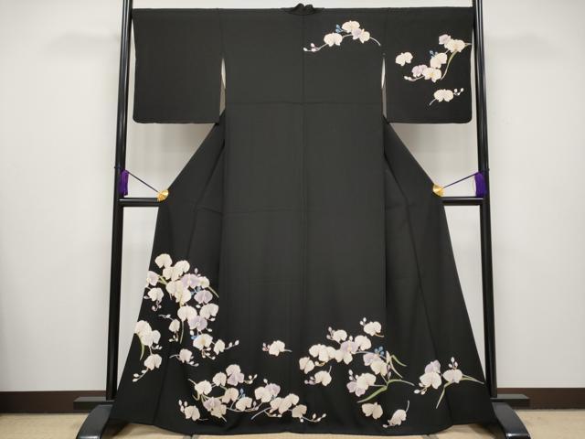平和屋本店●極上　訪問着　胡蝶蘭　黒地　金彩　逸品　CYAA4826s6