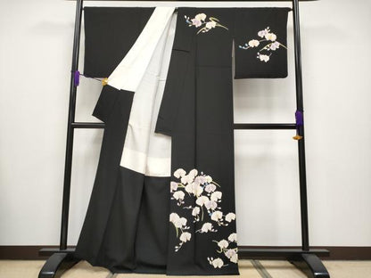 平和屋本店●極上　訪問着　胡蝶蘭　黒地　金彩　逸品　CYAA4826s6