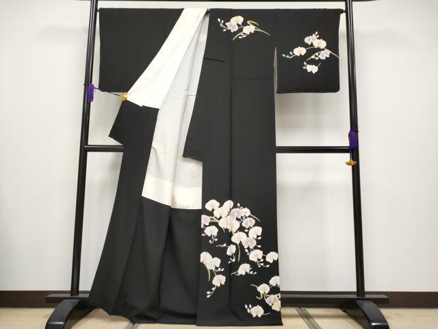 平和屋本店●極上　訪問着　胡蝶蘭　黒地　金彩　逸品　CYAA4826s6