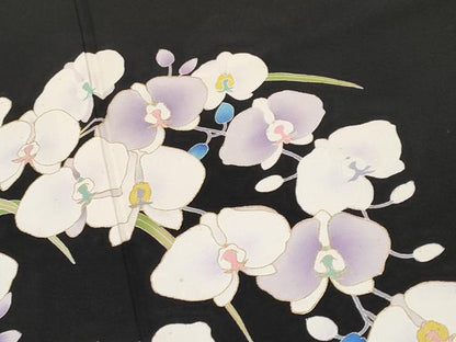 平和屋本店●極上　訪問着　胡蝶蘭　黒地　金彩　逸品　CYAA4826s6