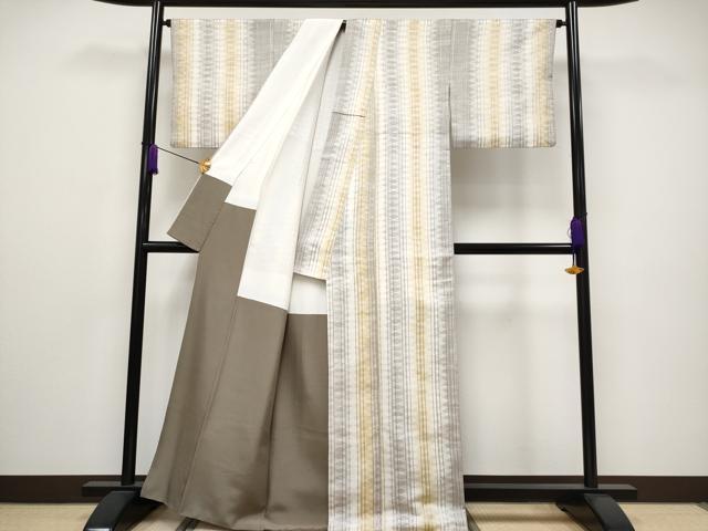 平和屋本店■希少　人間国宝宗廣力三師事　日本工芸会正会員　草木染作家　甲木工房　甲木恵都子　紬　間道　たとう紙付き 逸品 CYAA2669s5