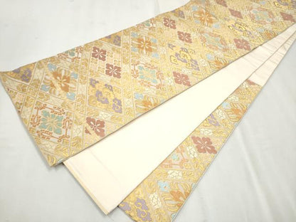 平和屋着物●西陣 川島織物 六通柄 本袋帯 菱花唐草文 金糸 正絹 逸品 CAAT8319hy