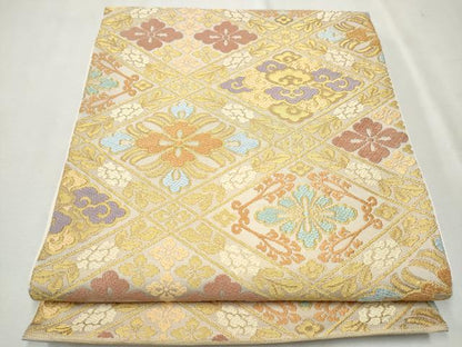 平和屋着物●西陣 川島織物 六通柄 本袋帯 菱花唐草文 金糸 正絹 逸品 CAAT8319hy