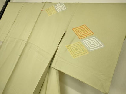 平和屋着物▽銀座　志ま亀　訪問着　単衣　駒刺繍　入子菱　正絹　逸品　DAAT9138az