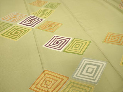 平和屋着物▽銀座　志ま亀　訪問着　単衣　駒刺繍　入子菱　正絹　逸品　DAAT9138az