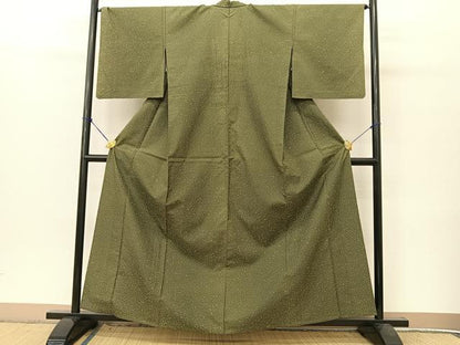 平和屋着物▽上質な紬 単衣 たたき染め 正絹 逸品 BAAT9144yc