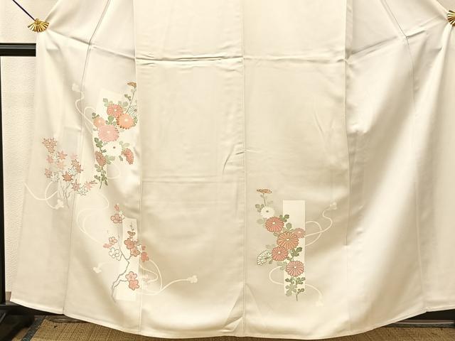 平和屋着物▽訪問着 単衣 刺繍 熨斗草花文 正絹 逸品 BAAT9145yc