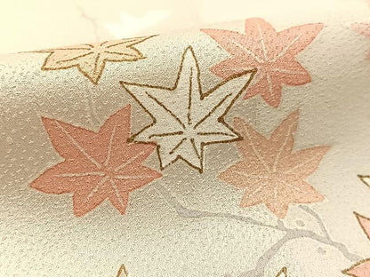 平和屋着物▽訪問着 単衣 刺繍 熨斗草花文 正絹 逸品 BAAT9145yc