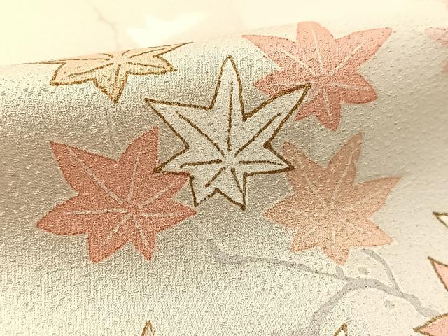 平和屋着物▽訪問着 単衣 刺繍 熨斗草花文 正絹 逸品 BAAT9145yc