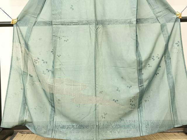 平和屋着物▽訪問着 無双 紗袷 紗×紗 リボン織 草花文 正絹 逸品 BAAT9148yc