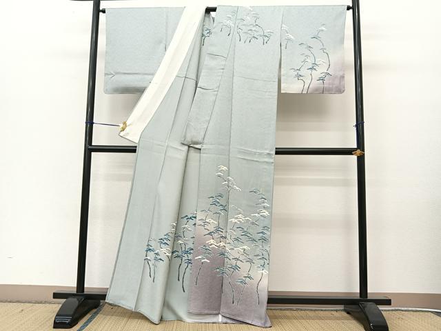 平和屋着物▽訪問着 単衣 作家物 老松 暈し染め 正絹 逸品 BAAT9147yc