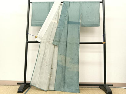 平和屋着物▽訪問着 無双 紗袷 紗×紗 リボン織 草花文 正絹 逸品 BAAT9148yc