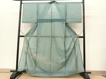 平和屋着物▽訪問着 無双 紗袷 紗×紗 リボン織 草花文 正絹 逸品 BAAT9148yc