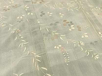 平和屋着物▽訪問着 無双 紗袷 紗×紗 リボン織 草花文 正絹 逸品 BAAT9148yc
