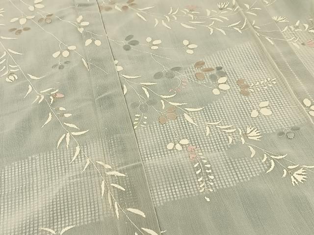 平和屋着物▽訪問着 無双 紗袷 紗×紗 リボン織 草花文 正絹 逸品 BAAT9148yc