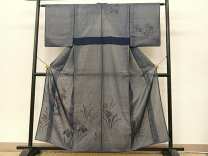 平和屋着物▽訪問着 無双 紗袷 紗×絽 草花文 正絹 逸品 BAAT9149yc