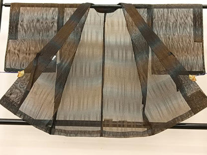 平和屋着物▽羽織 スリーシーズン 春夏秋 塵除け 霞文 正絹 逸品 未使用 BAAT9151yc