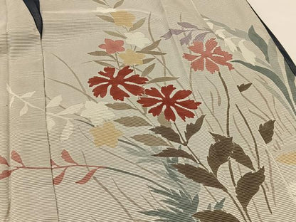 平和屋着物▽訪問着 無双 紗袷 紗×絽 草花文 正絹 逸品 BAAT9149yc