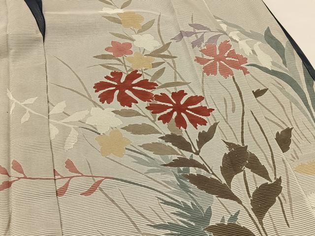 平和屋着物▽訪問着 無双 紗袷 紗×絽 草花文 正絹 逸品 BAAT9149yc