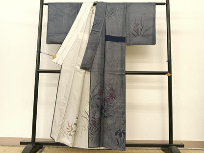 平和屋着物▽訪問着 無双 紗袷 紗×絽 草花文 正絹 逸品 BAAT9149yc