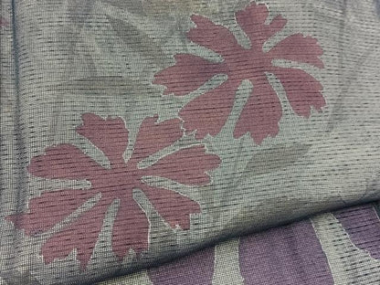 平和屋着物▽訪問着 無双 紗袷 紗×絽 草花文 正絹 逸品 BAAT9149yc