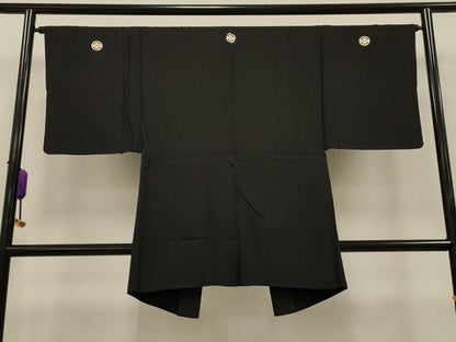 平和屋着物＃男性 長羽織 黒紋付き 正絹 逸品 CAAT5809id