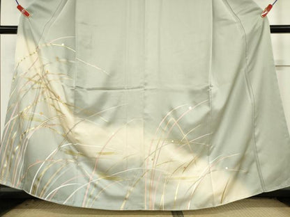 平和屋着物●訪問着　駒刺繍　露芝　暈し染め　金彩　正絹　逸品　AAAX2013ma