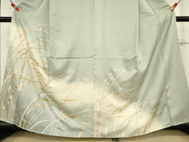 平和屋着物●訪問着　駒刺繍　露芝　暈し染め　金彩　正絹　逸品　AAAX2013ma