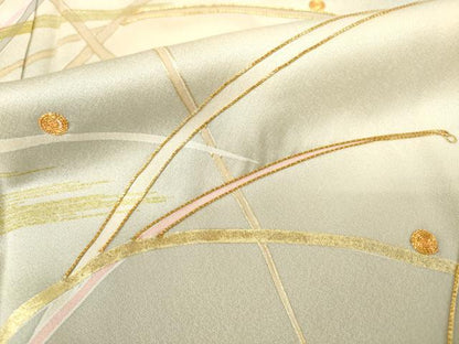 平和屋着物●訪問着　駒刺繍　露芝　暈し染め　金彩　正絹　逸品　AAAX2013ma