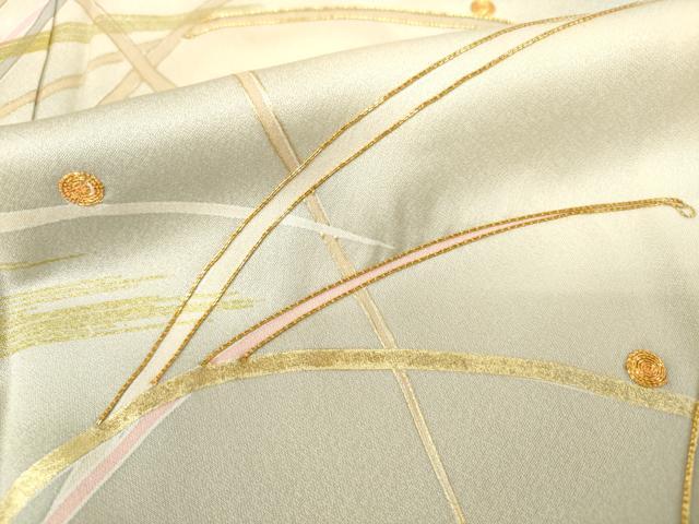 平和屋着物●訪問着　駒刺繍　露芝　暈し染め　金彩　正絹　逸品　AAAX2013ma